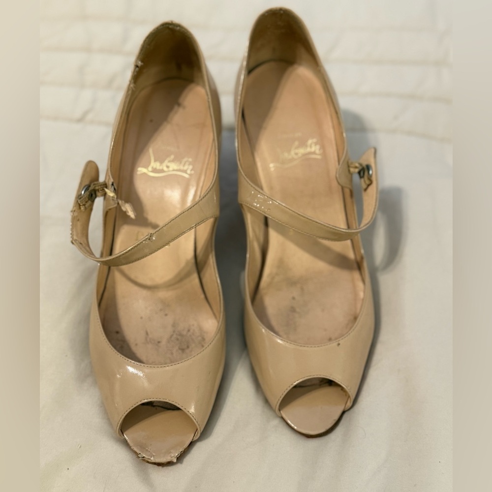 Christian Louboutin Nude Peep-Toe Heels